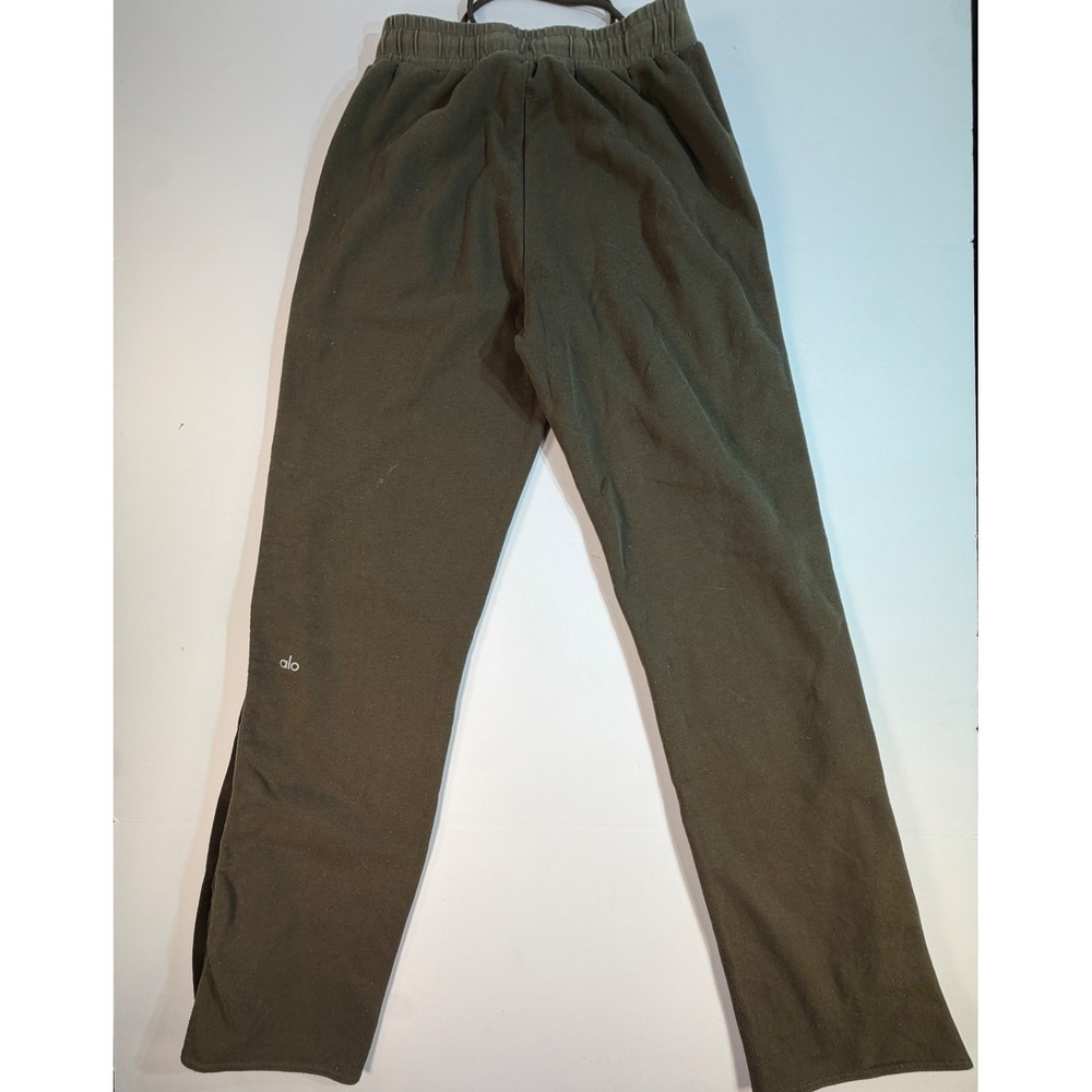 Alo Yoga Mens Olive Green Snap Down Side Stripe Fleece Track Pants Size M